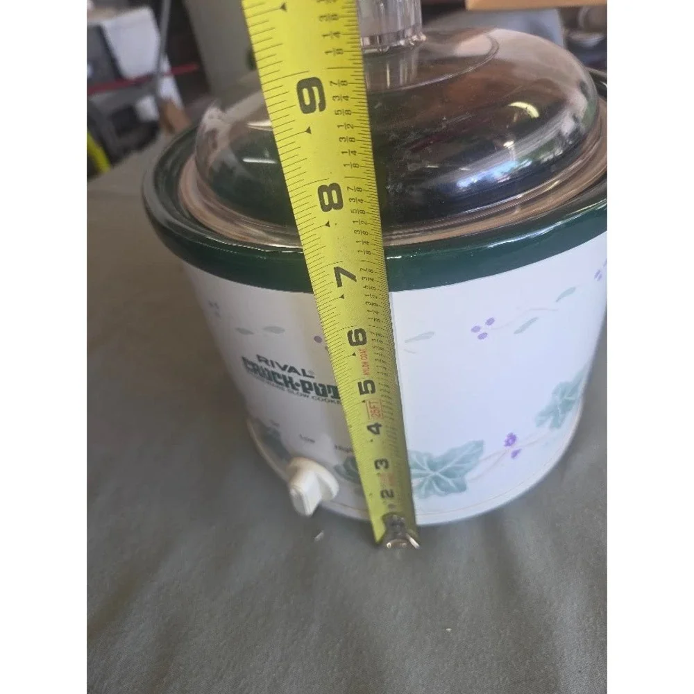 Rival Crock-Pot Stoneware Slow Cooker White Green Ivy Floral Vintage 3.5 Quart